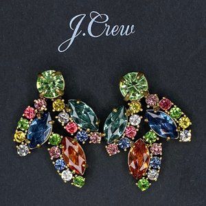 NWT JCrew Crystal Statement Leaf Multi Earring